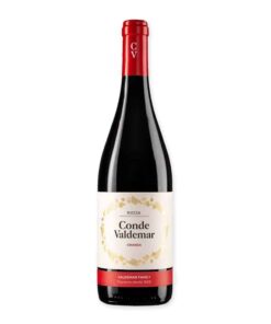 Ontdek Conde Valdemar Crianza Rioja, een uitmuntende Spaanse rode wijn met een perfecte balans tussen fruitige en kruidige tonen. Ideaal bij gegrild rood vlees of een kaasplankje.